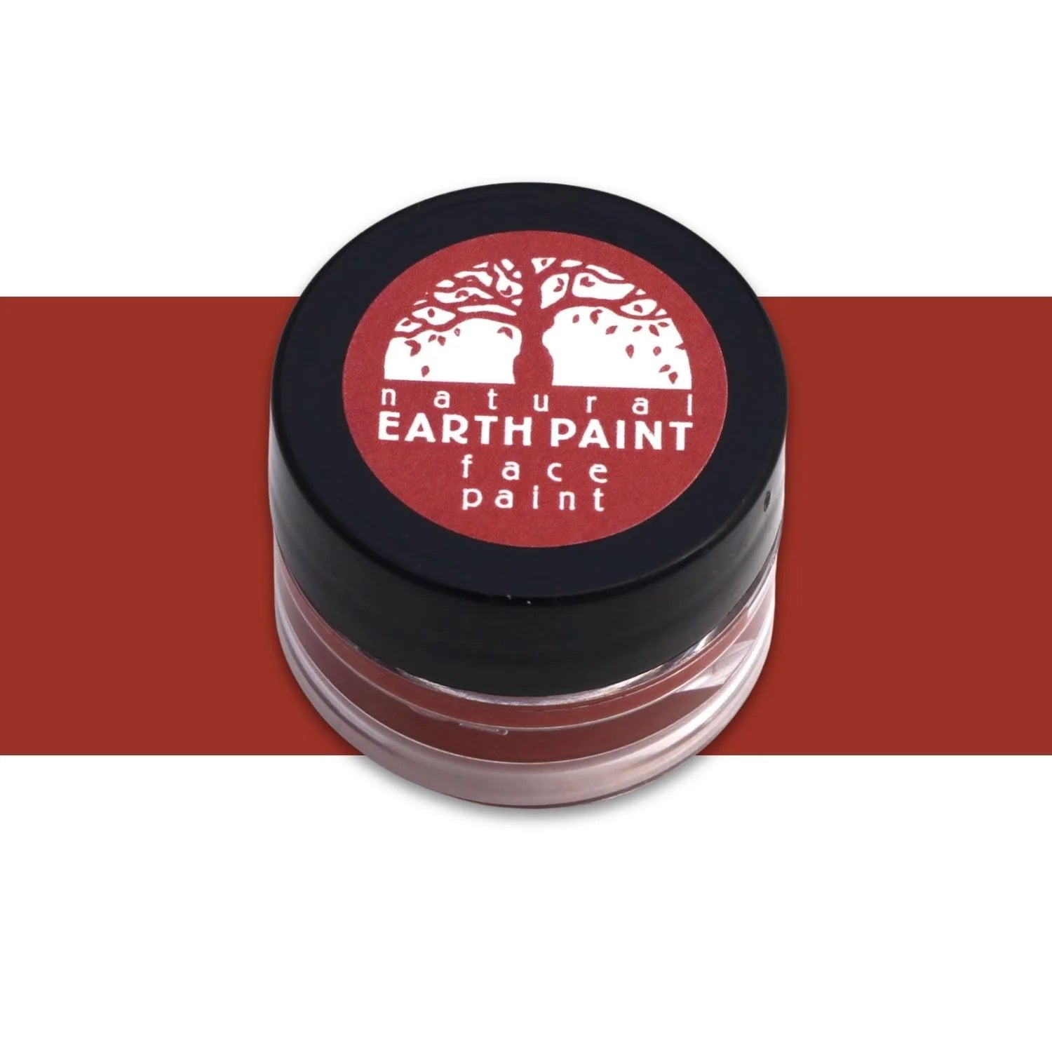 Jar of red natural earth face paint