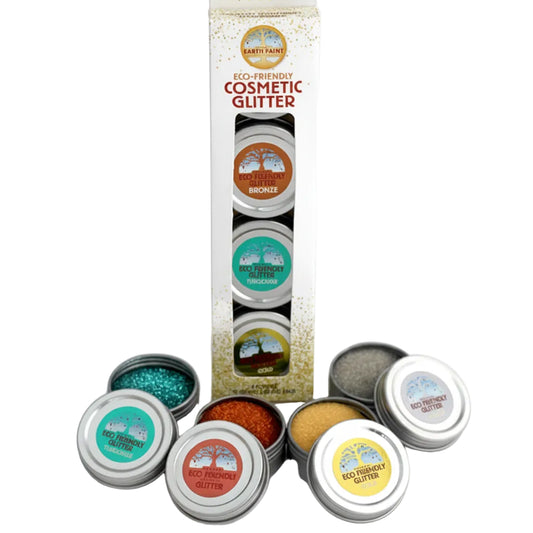 4-pack of Natural Earth eco-friendly cosmetic face paint glitter in tin