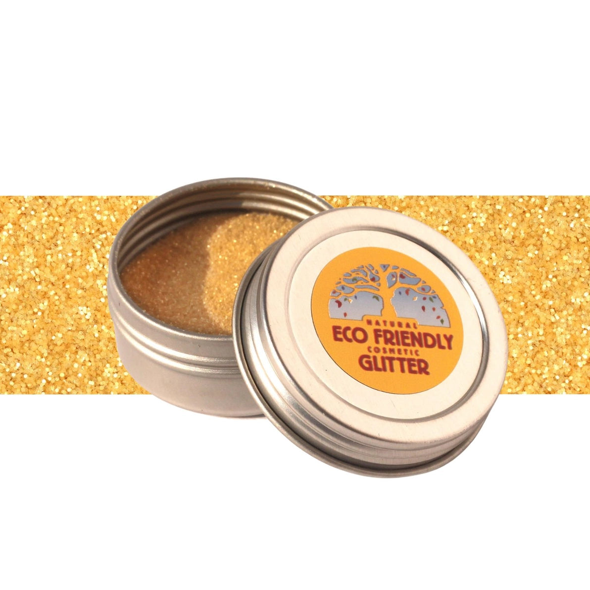 tin of natural earth eco-friendly gold cosmetic glitter for face paint