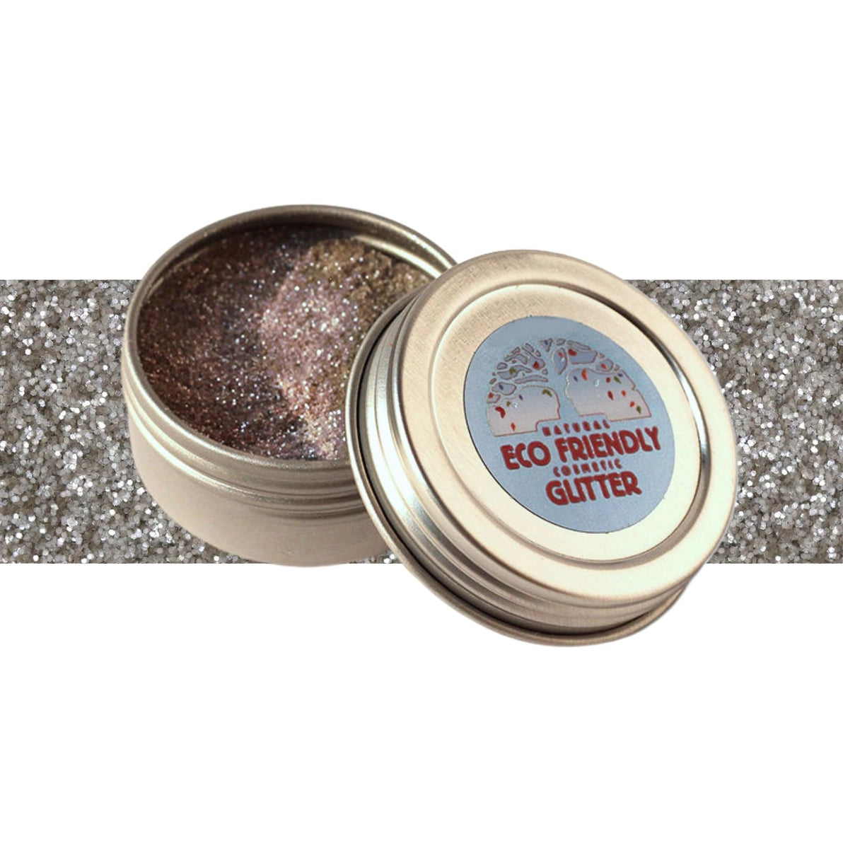 tin of natural earth eco-friendly silver cosmetic glitter for face paint