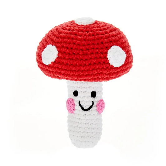 pebble organic mushroom baby toy rattle