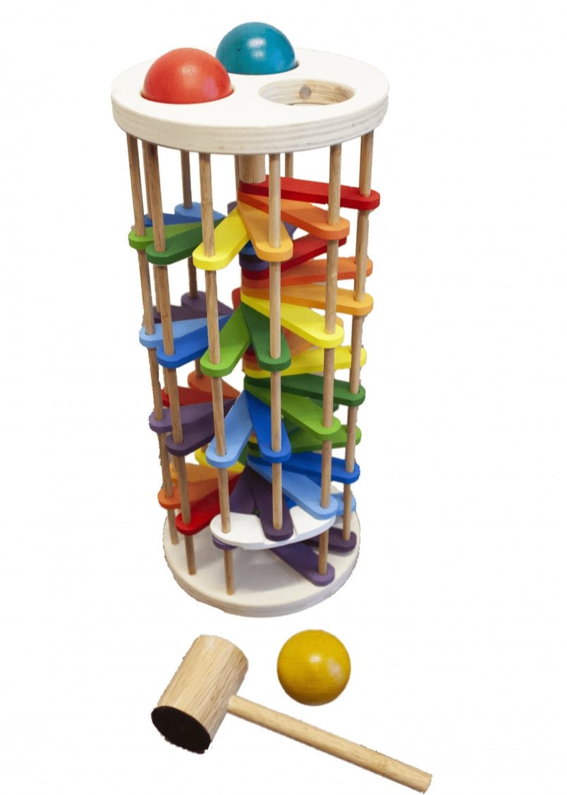 qtoys wooden pound a ball tower and balls