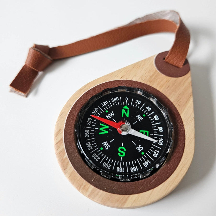 qtoys natural wooden child's toy compass