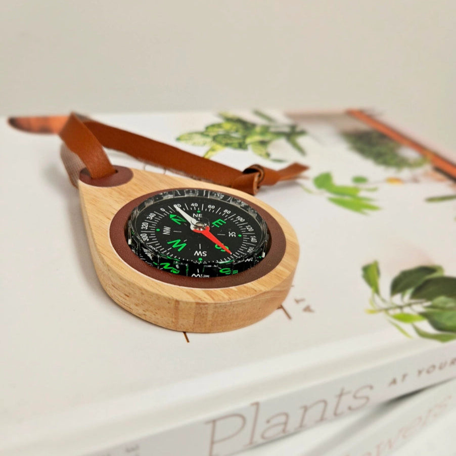 qtoys wooden toy compass with wrist strap