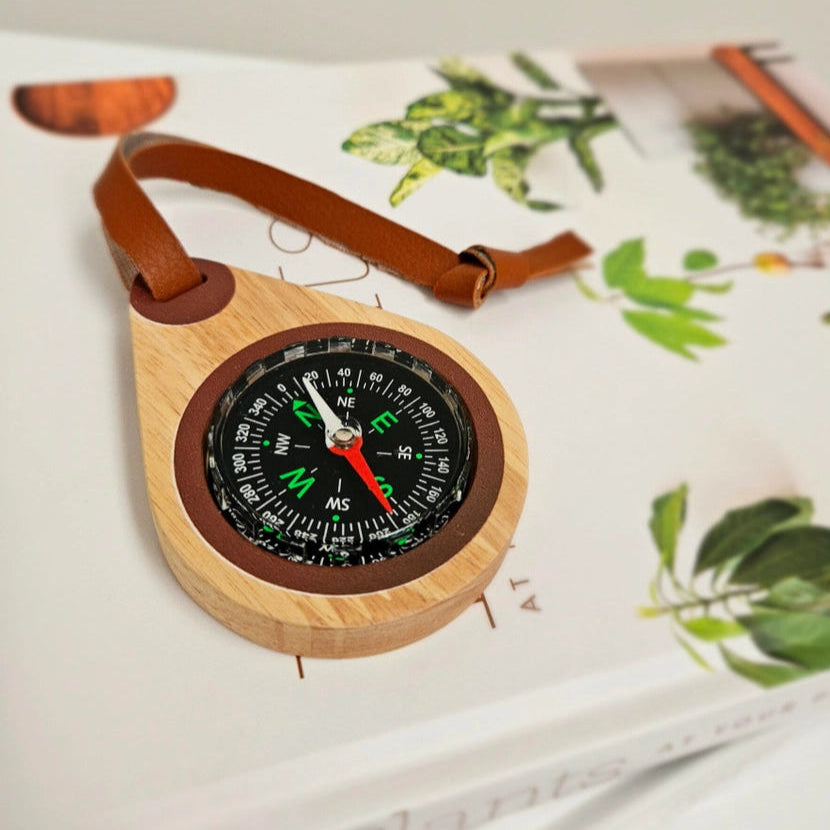 qtoys kids wooden toy compass with strap