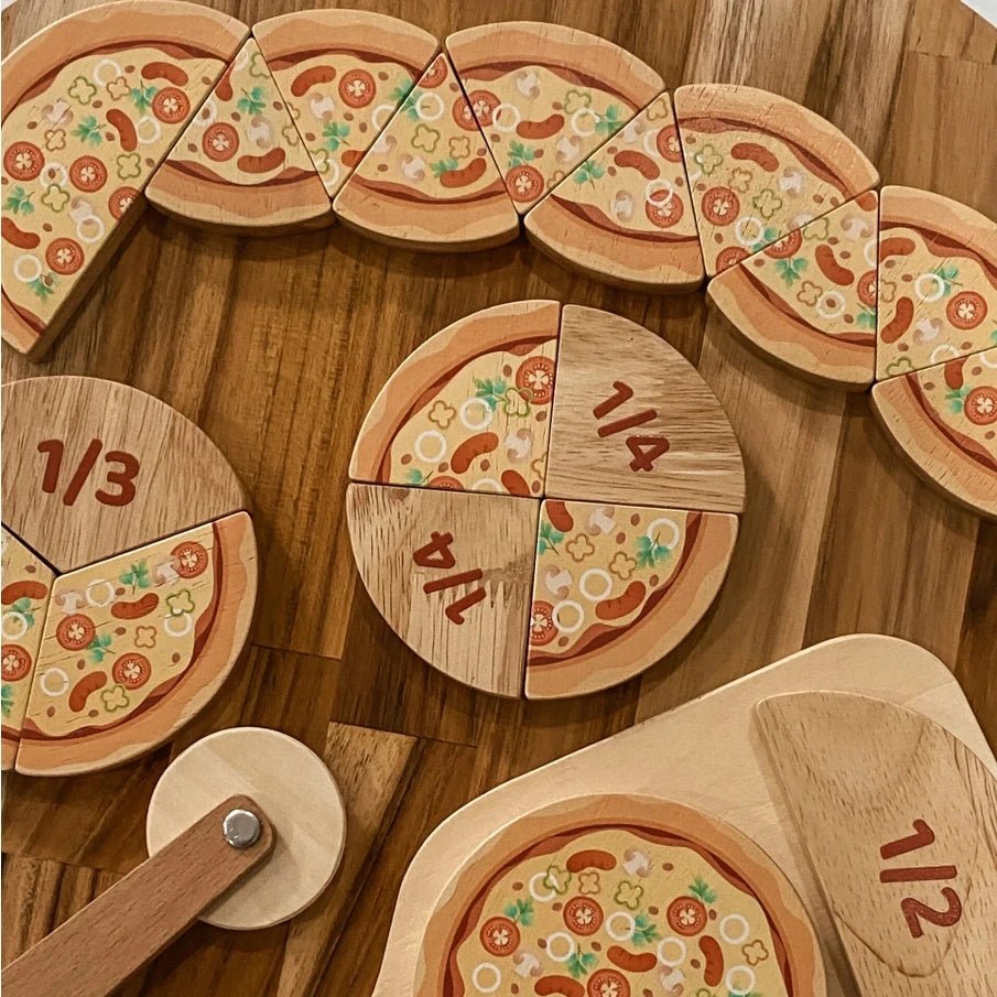 qtoys wooden pizza learning kit