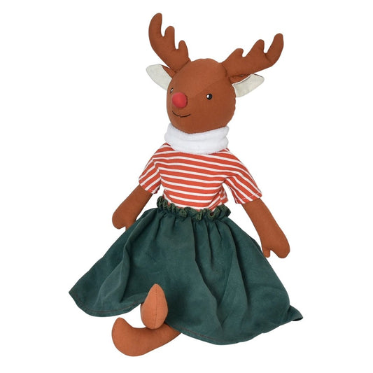 handmade christmas reindeer stuffed animal doll in skirt