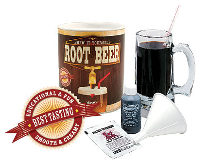 Root Beer Brewing Science Experiment kit for kids with ingredients and mug