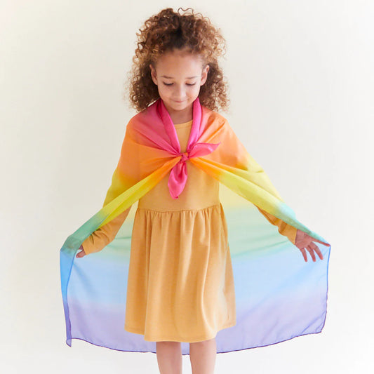 Sarah's Silks Waldor rainbow playsilk cape