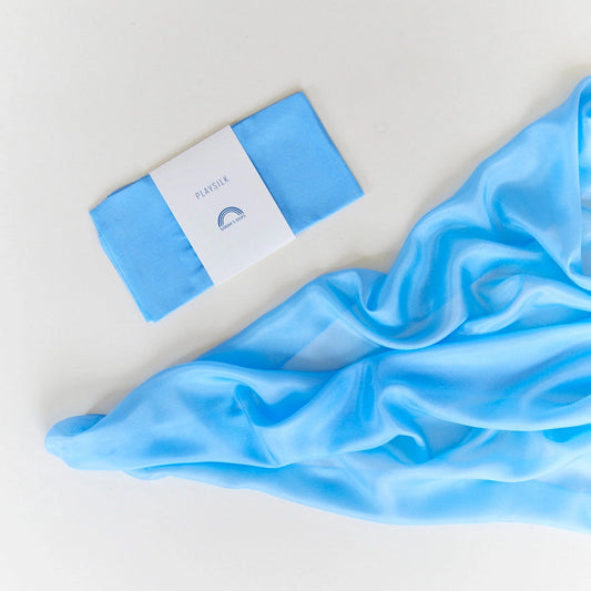 Sarah's Silks solid sky blue playsilk. 