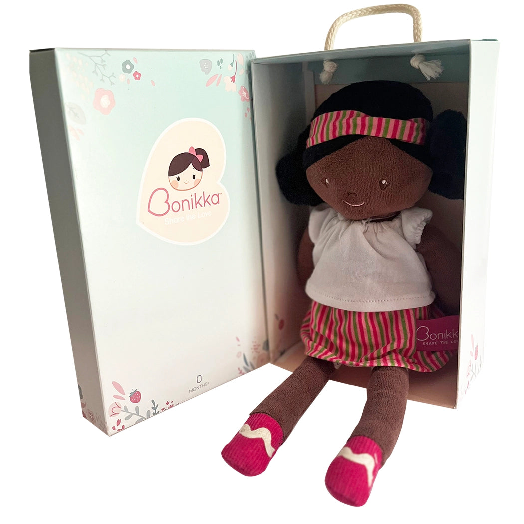 bonikka handmade black doll in a gift box