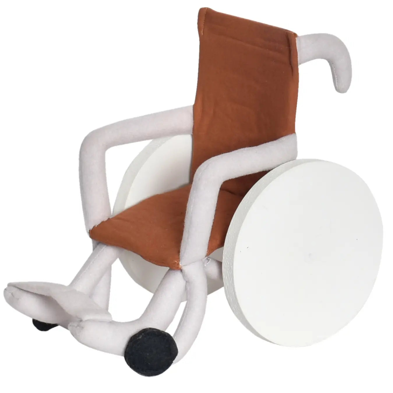 Toy doll wheelchair with wooden wheels