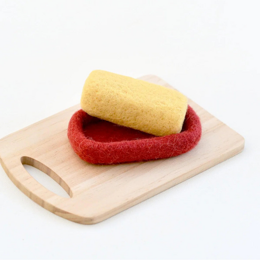 tara treasures felt play food butter and dish