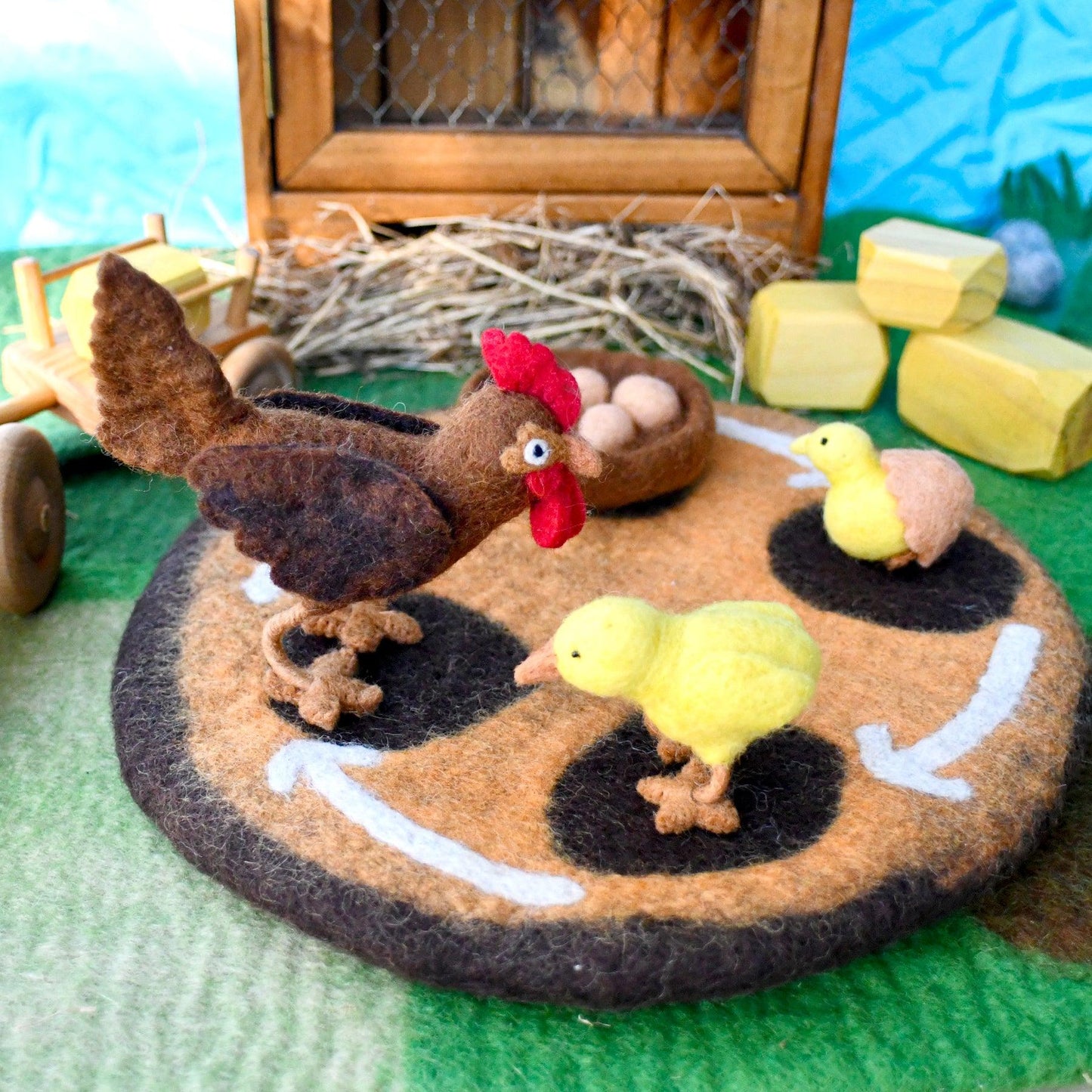 eco-friendly handmade felt chicken lifecycle toys