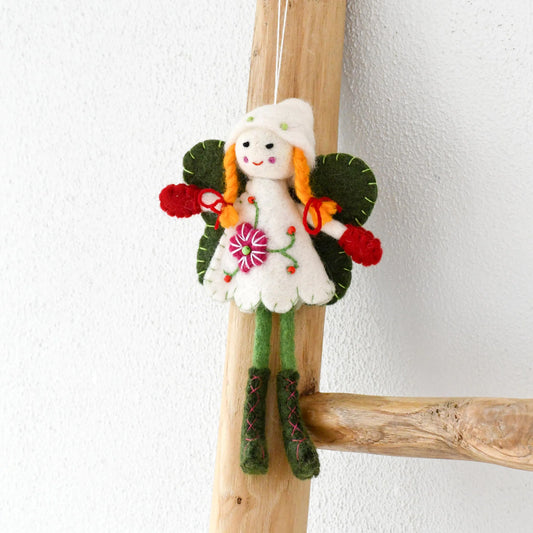 tara treasures holiday christmas fairy with yellow hair and white dress