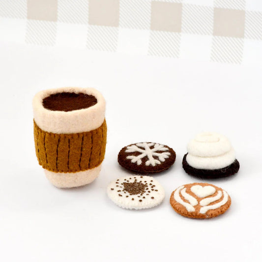 tara treasures felt coffee cup and toppings play set