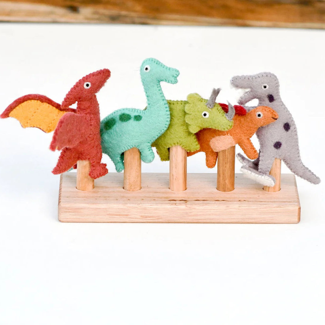 tara treasures felt dinosaur finger puppets set