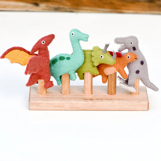 tara treasures felt dinosaur finger puppets set