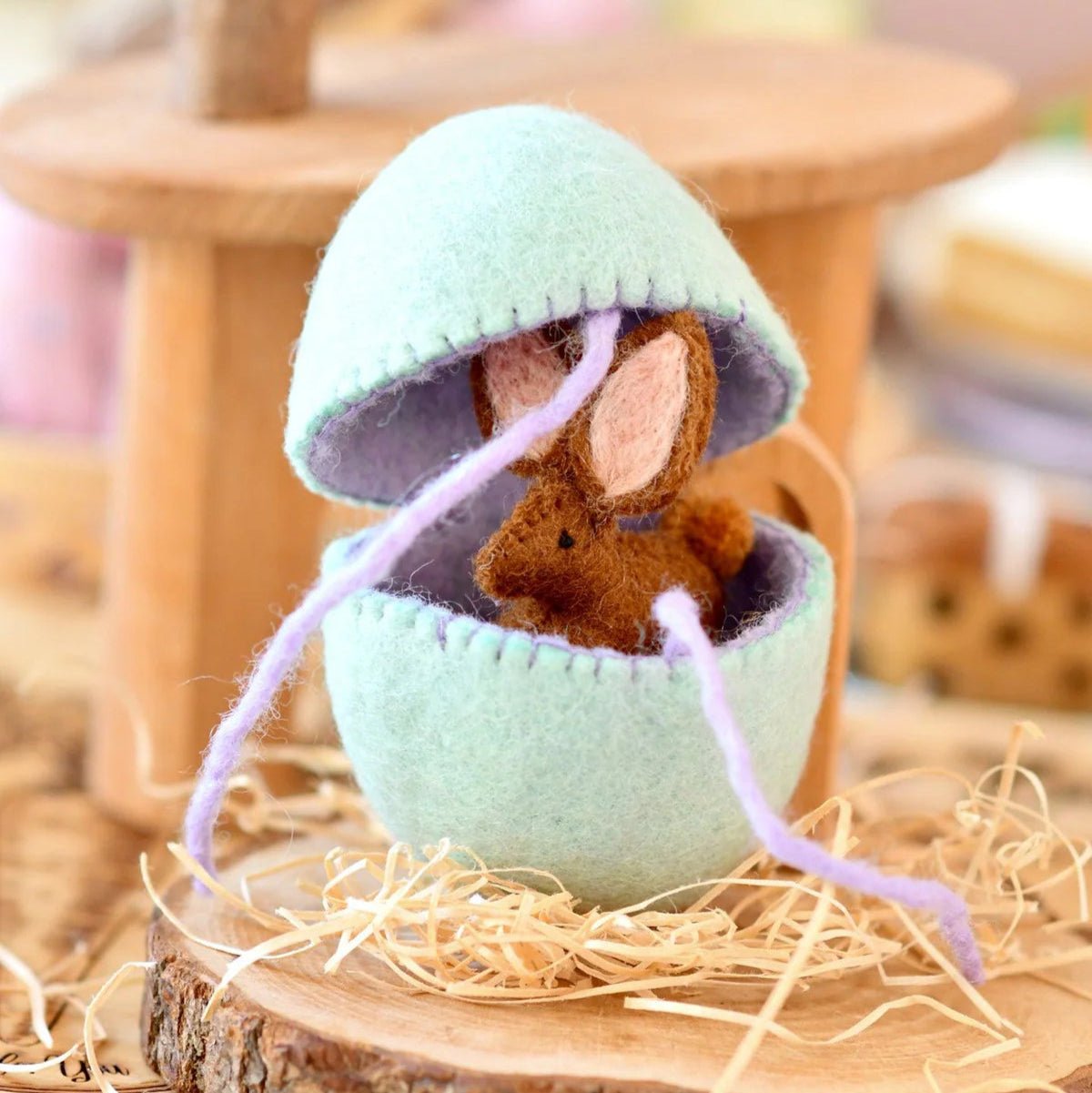 waldorf handmade felt bunny inside easter egg