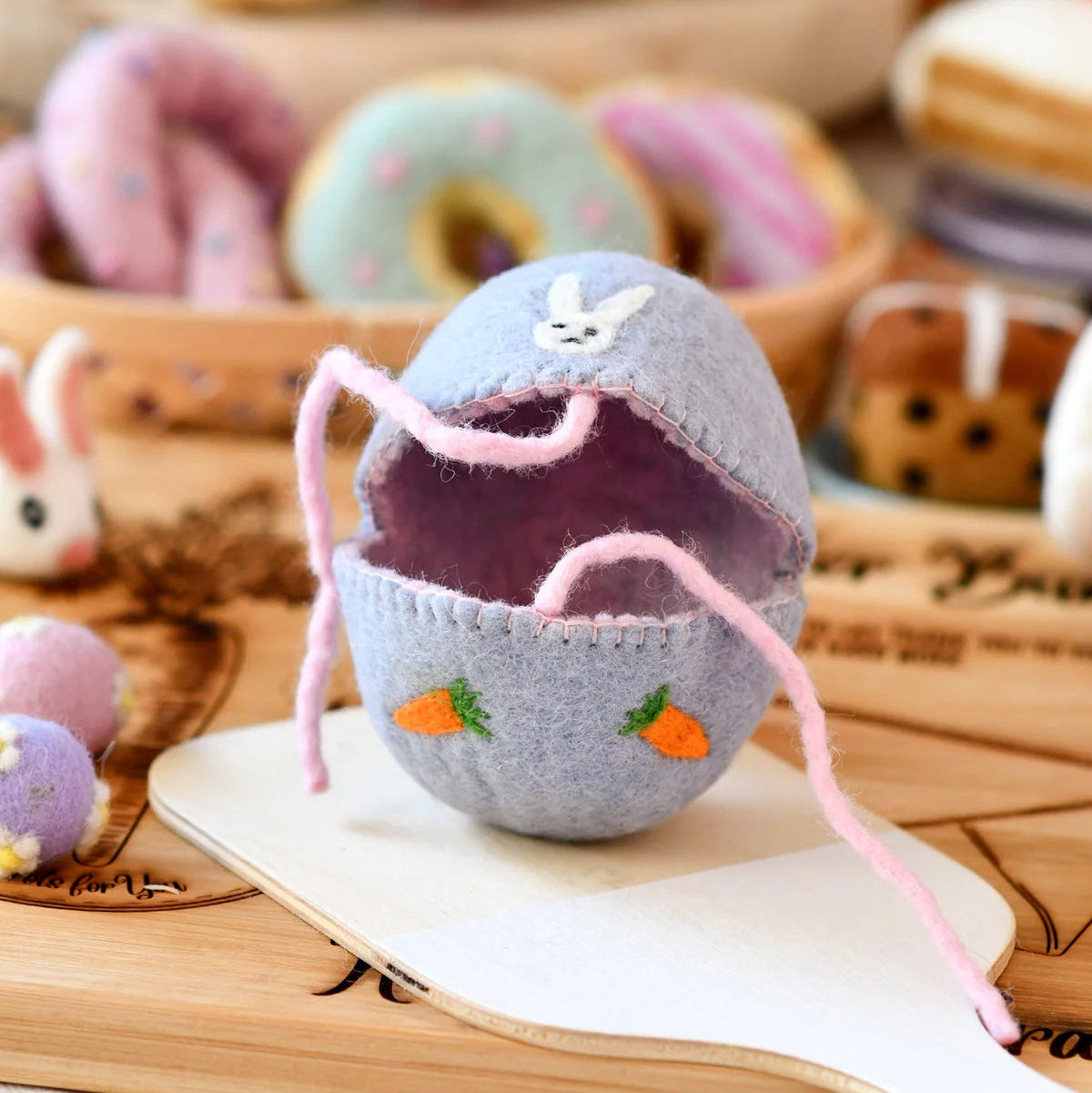 Tara Treasures Easter Egg gift cover for kids with a bunny and carrots design