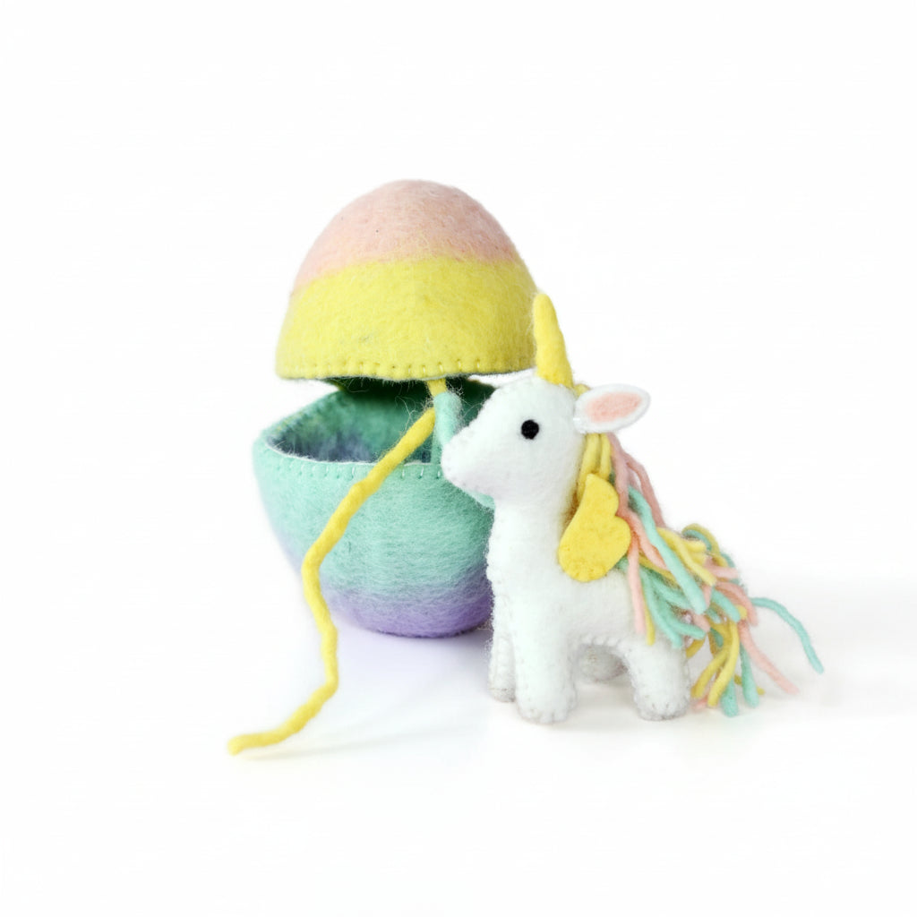 Tara Treasures felt surprise easter egg with mini toy unicorn