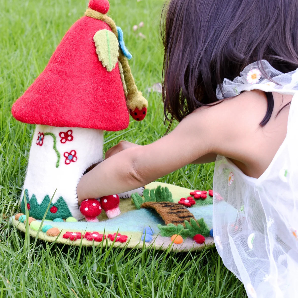 Felt Fairy House with Hanging Strawberries