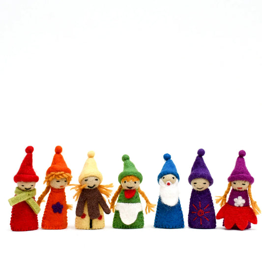 Tara Treasures felt rainbow gnomes finger puppets
