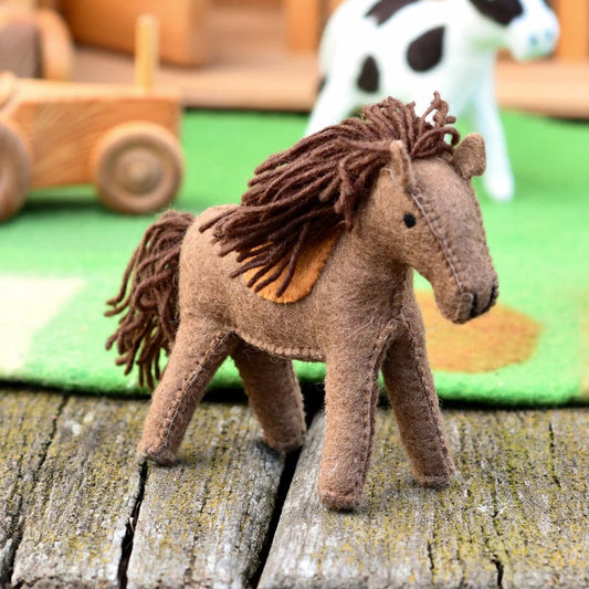 Tara Treasures brown felt toy horse farm animal