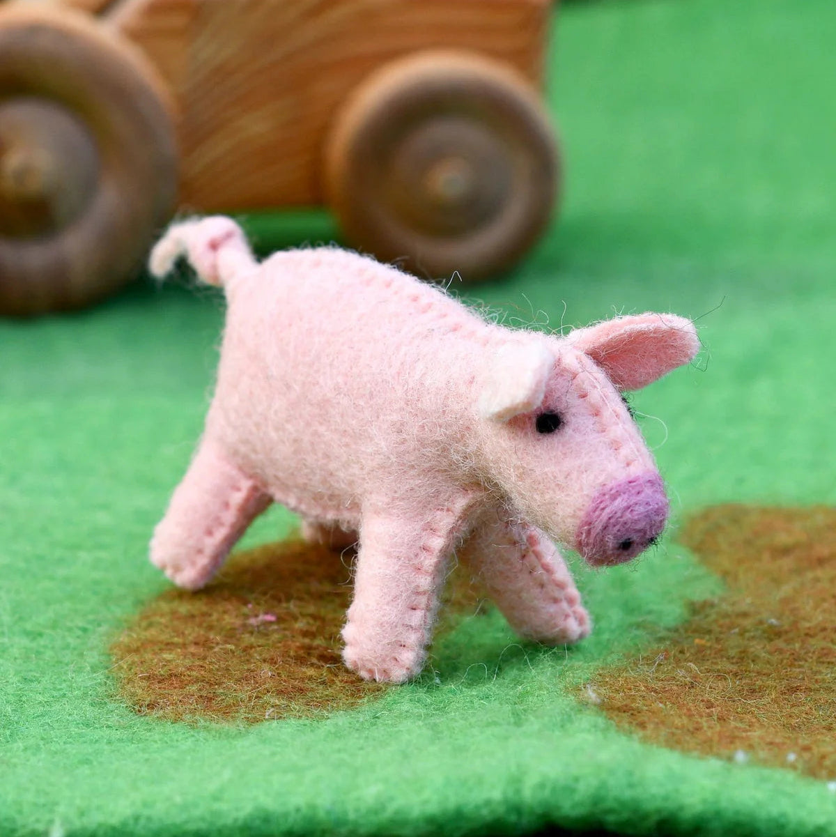 Tara Treasures felt farm animal pig small world toy