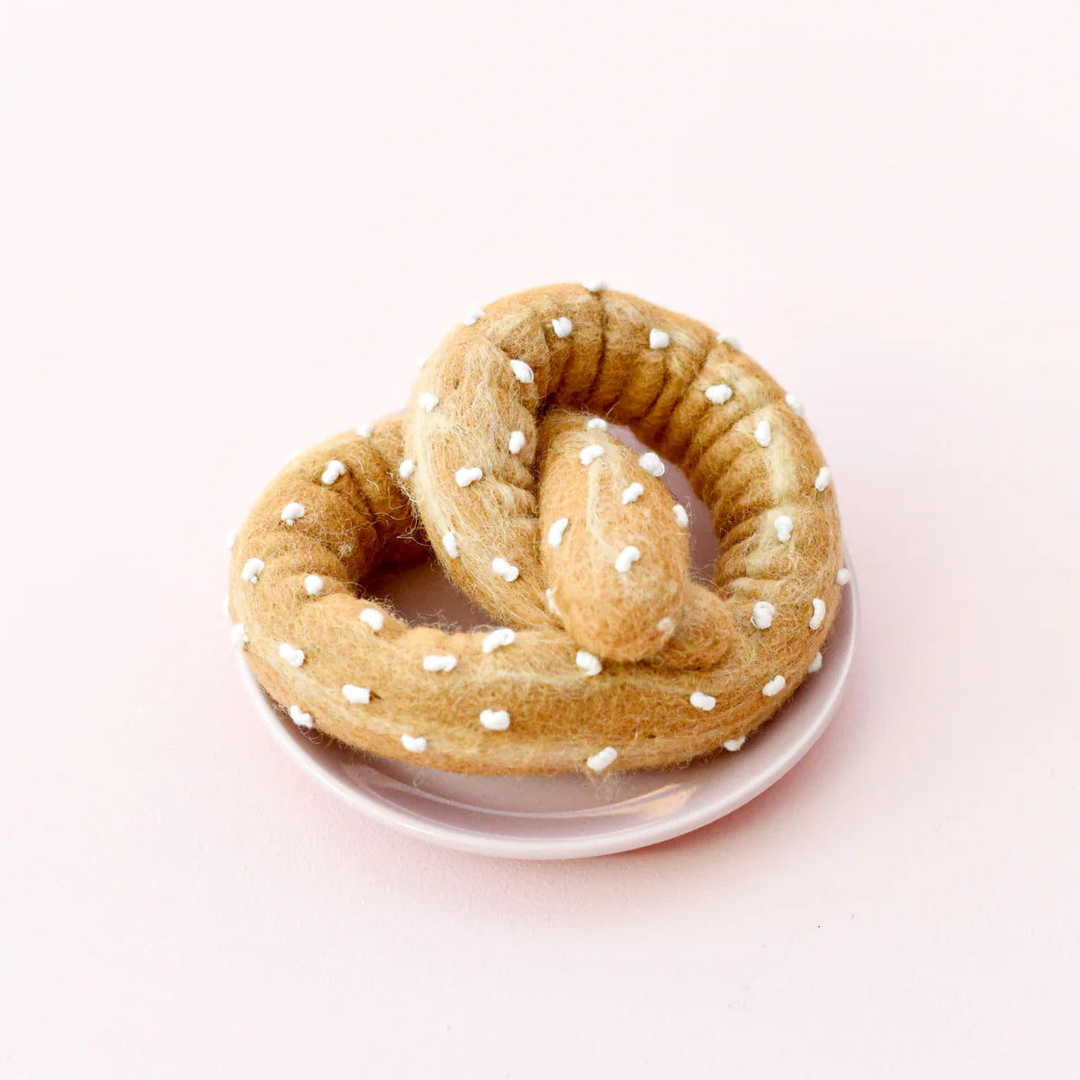 Tara Treasures felted play food soft pretzel sprinkled with salt