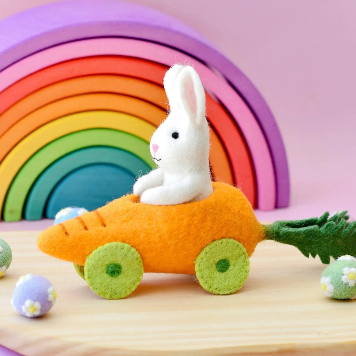 tara treasures felt easter bunny in carrot car