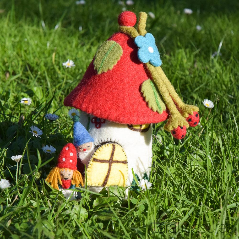 Felt Fairy House with Hanging Strawberries