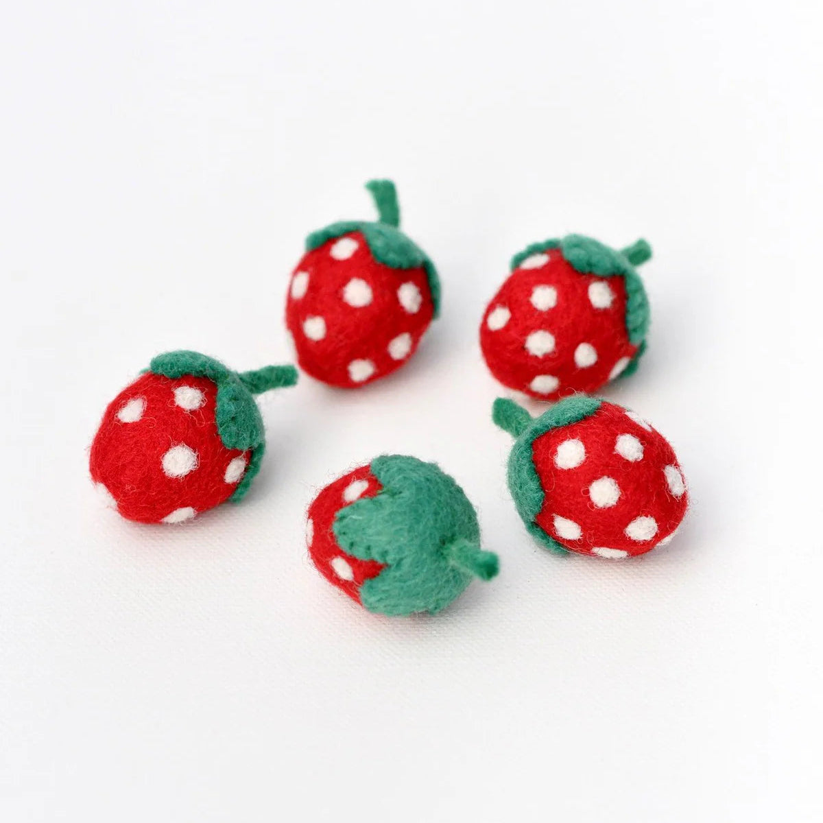 Tara Treasures Felt strawberry toys with white polka dots 