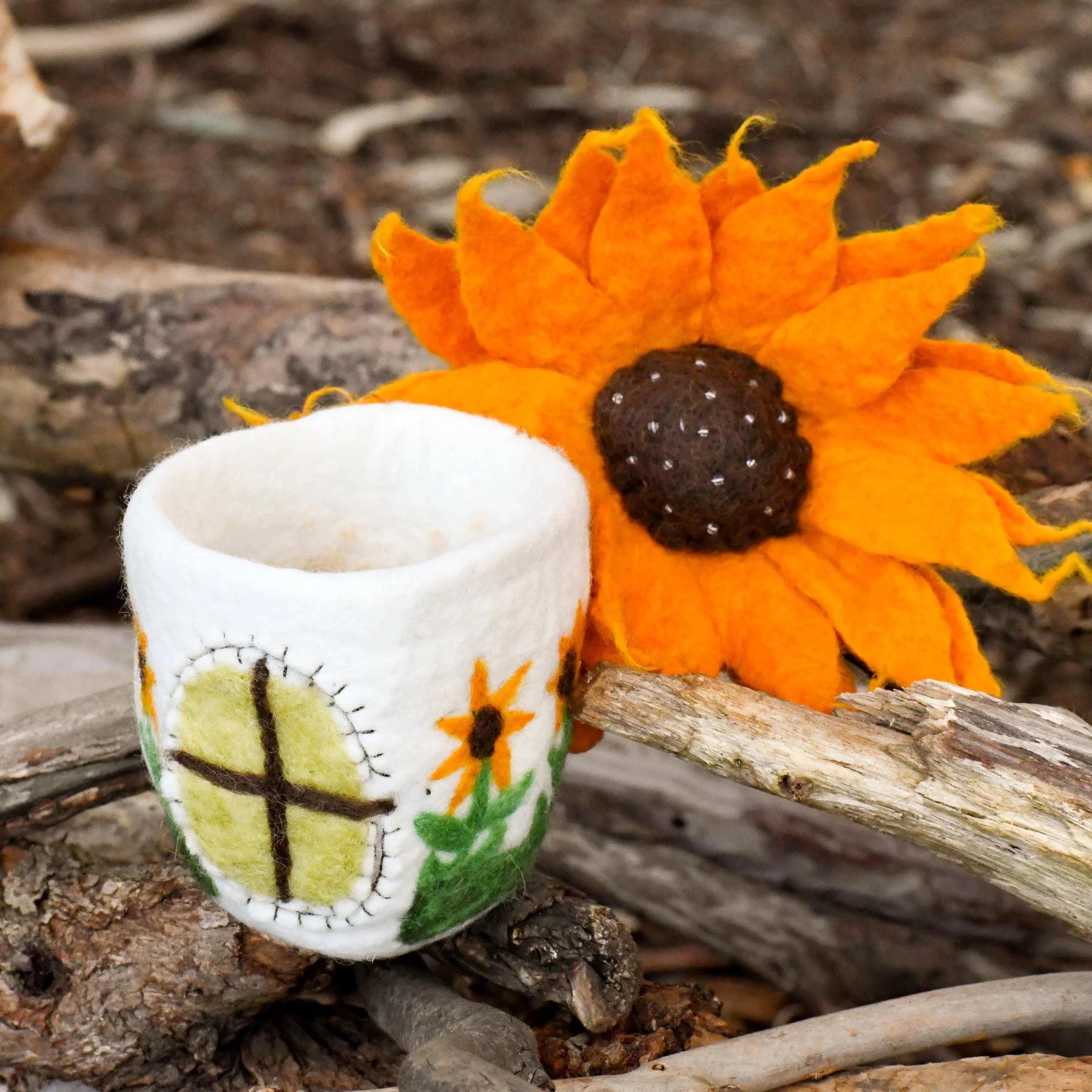 Felt Sunflower fairy house