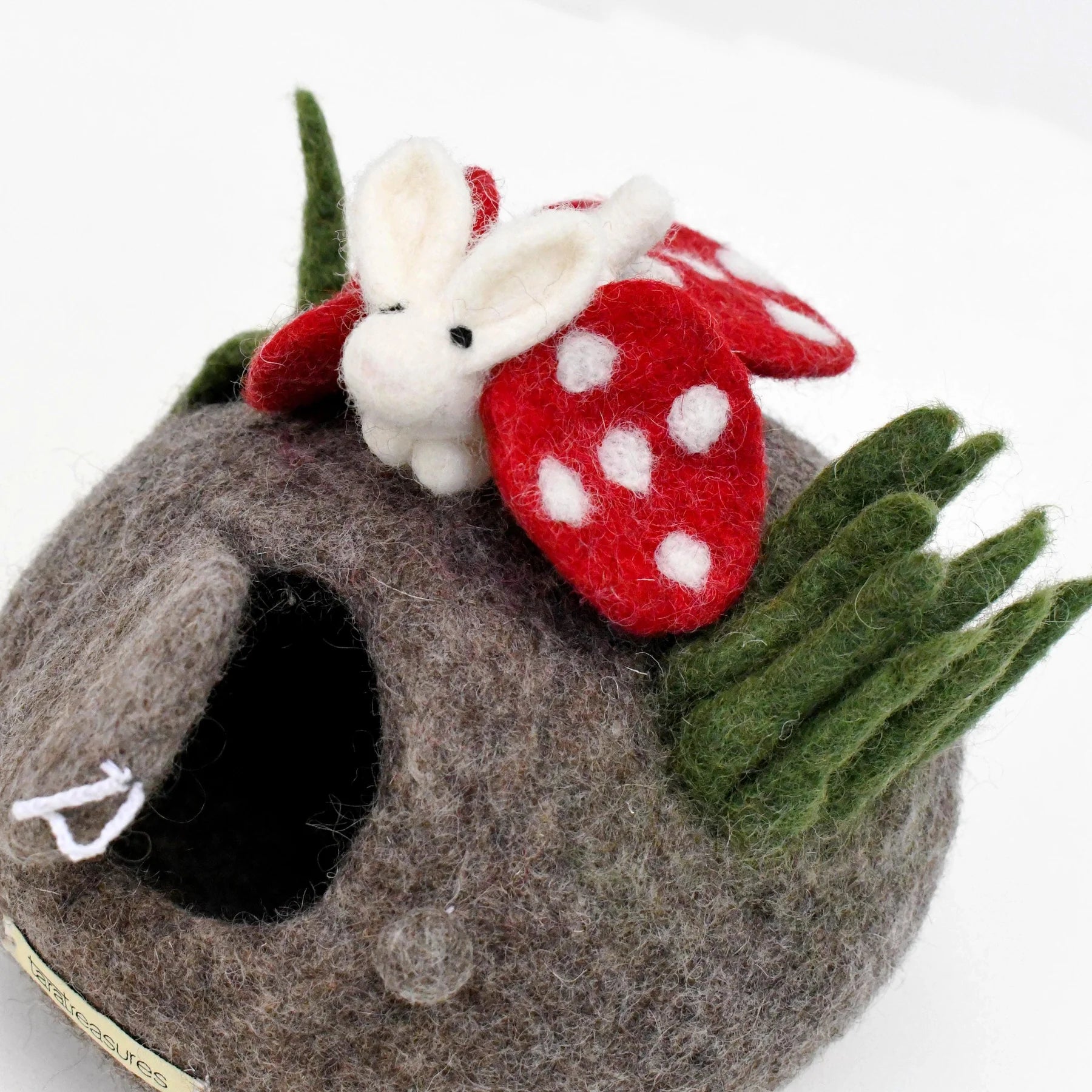 tara treasures felt toadstool house and white rabbit toy