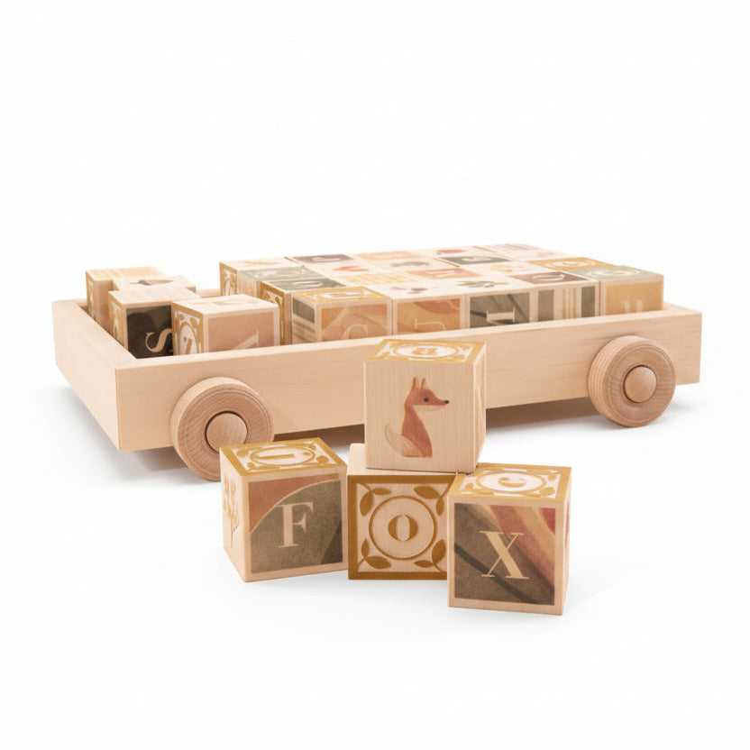 Uncle Goose ABC watercolor block with Wooden wagon