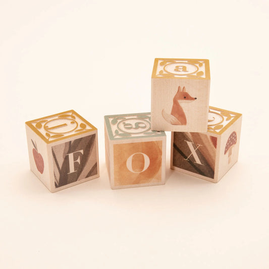 Watercolor Wooden ABC Blocks - Made in USA