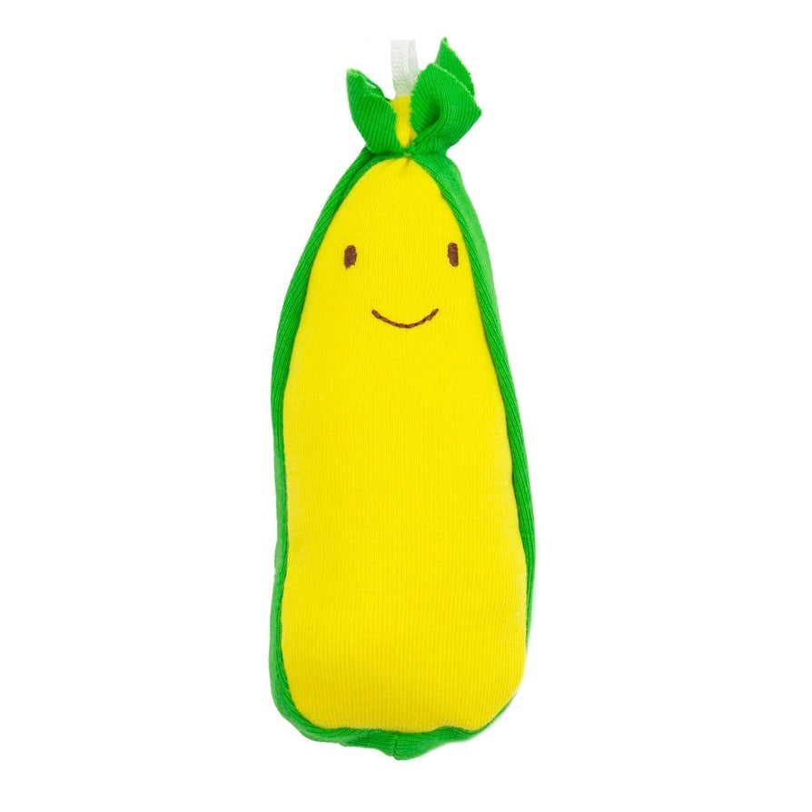 Under the nile Organic plush corn cob veggie baby toy with a smiling face