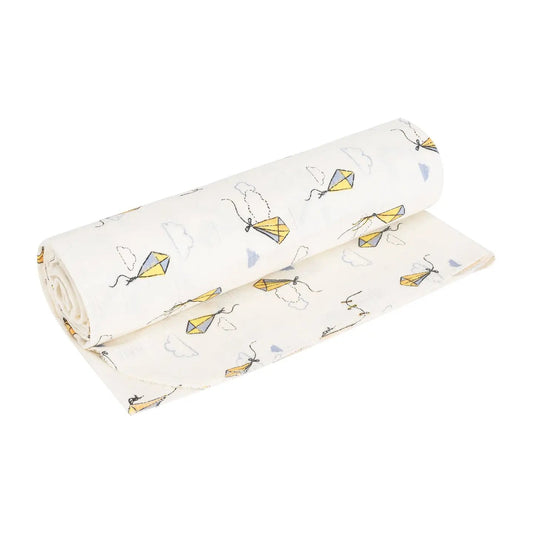 Under the Nile Organic cotton muslin swaddle baby blanket with kite print