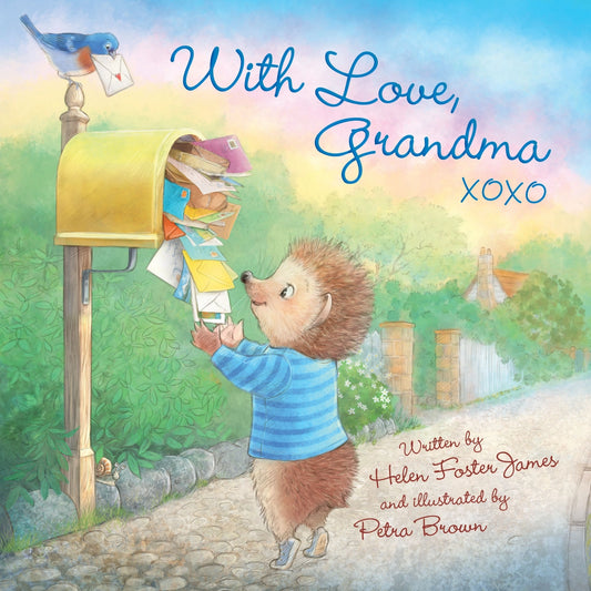 'With Love, Grandma' children's picture book featuring a hedgehog with letters and a mailbox on the cover.