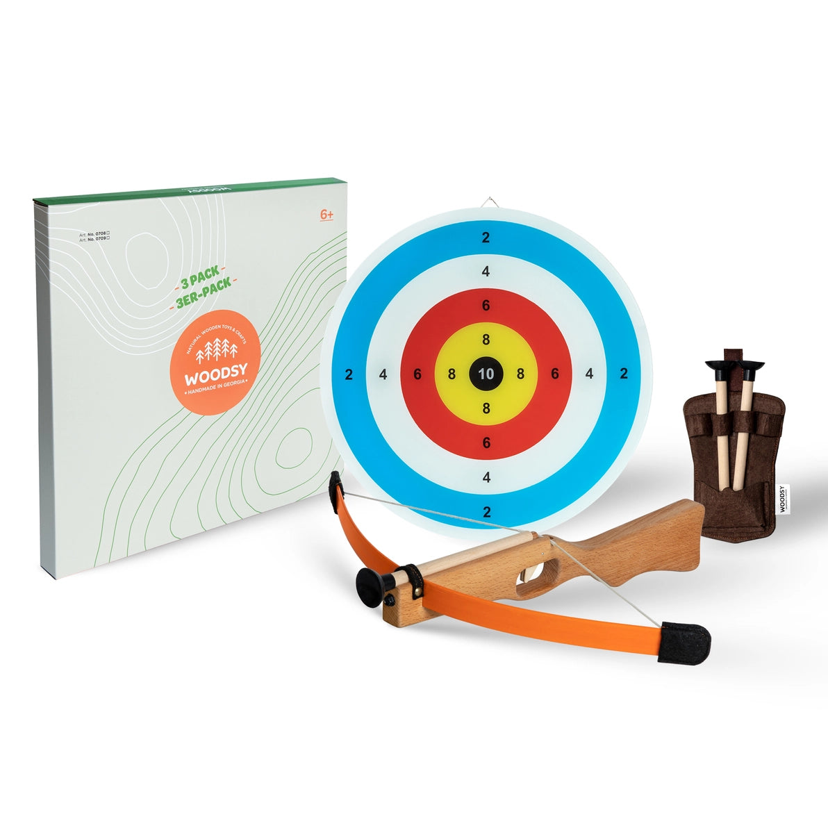 Wooden crossbow archery set with target and arrows