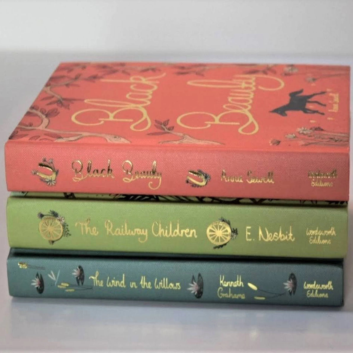 Wordsworth classic hardcover book set with Black Beauty, The Railway Children and The Wind in the Willows