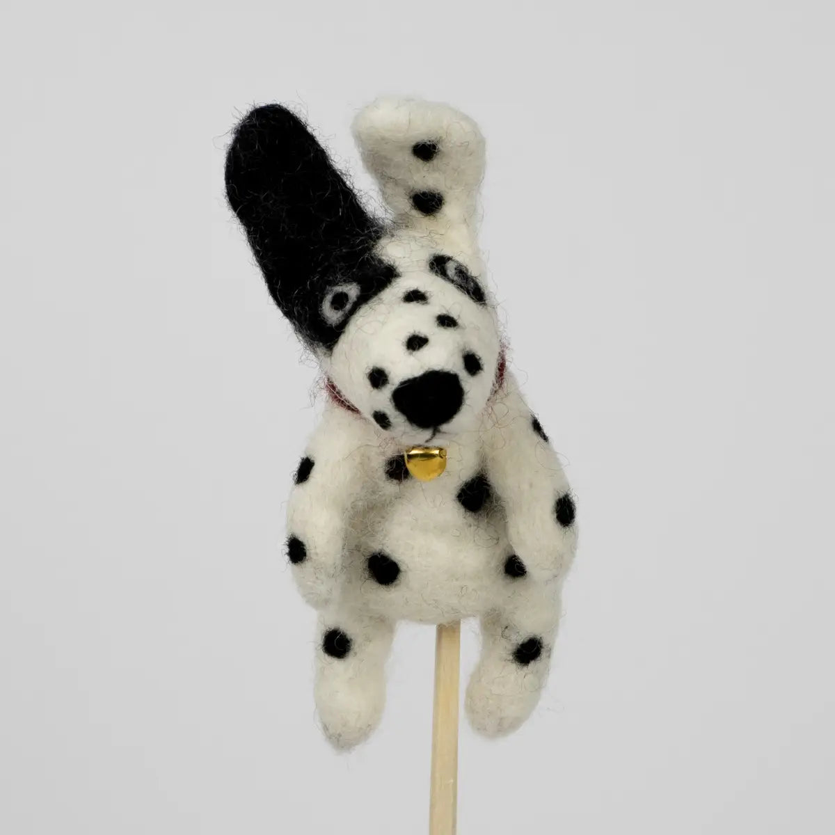 felt dalmatian finger puppet with bell