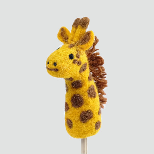 Handmade Felted Giraffe Finger Puppet