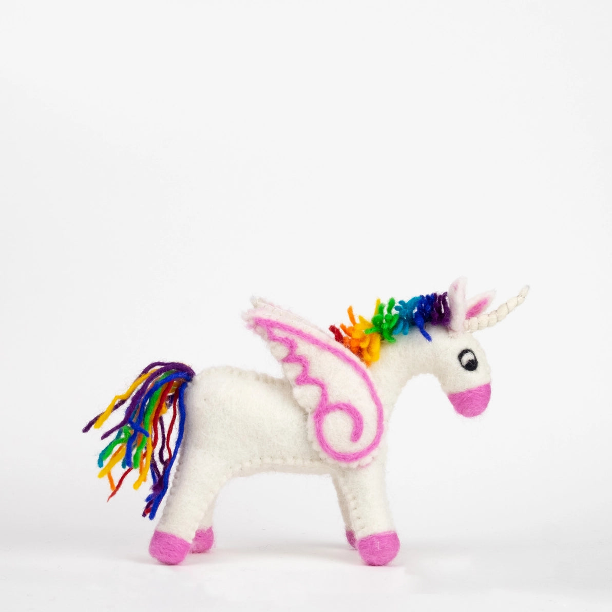 Plush mother unicorn toy with a rainbow mane and tail