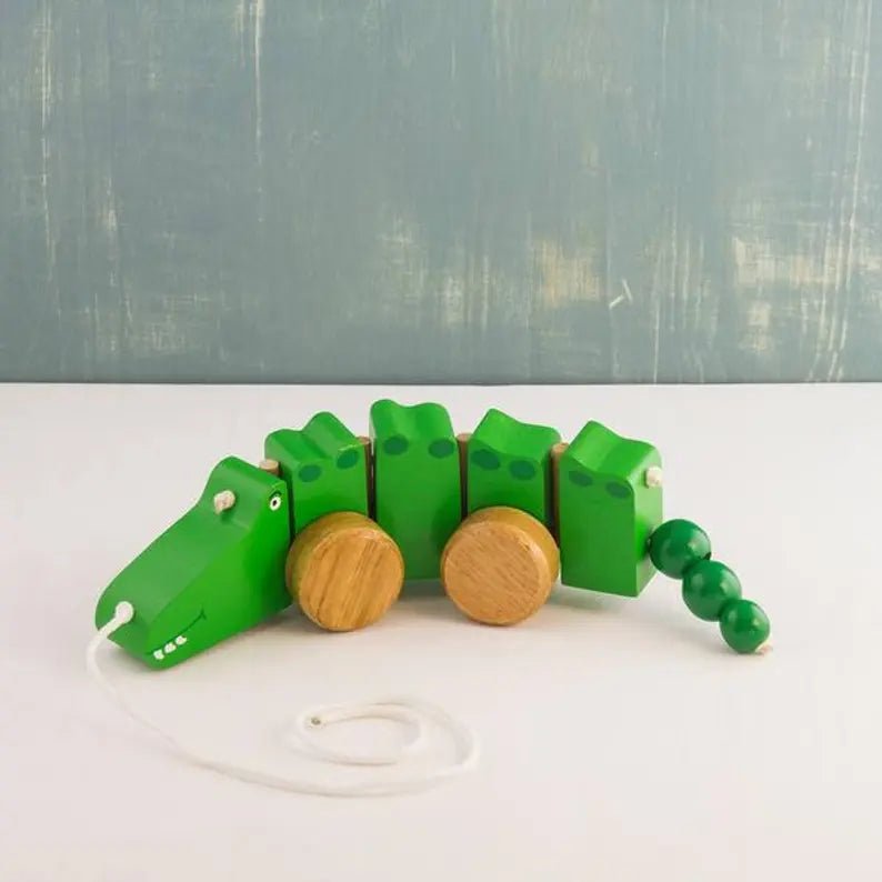 Wooden crocodile pull toy 