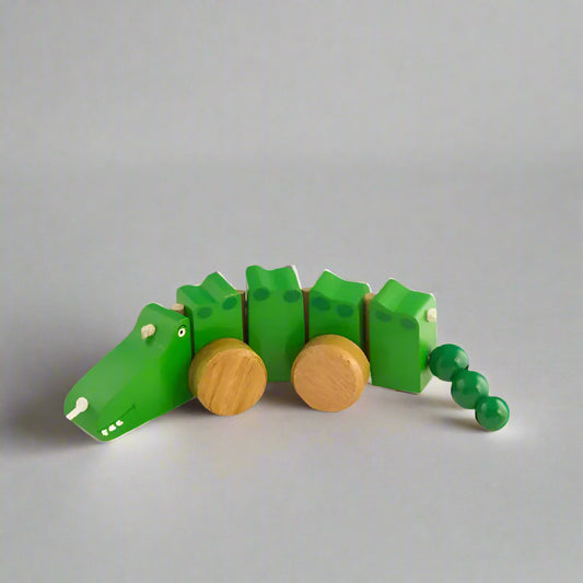 Wooden crocodile pull toy
