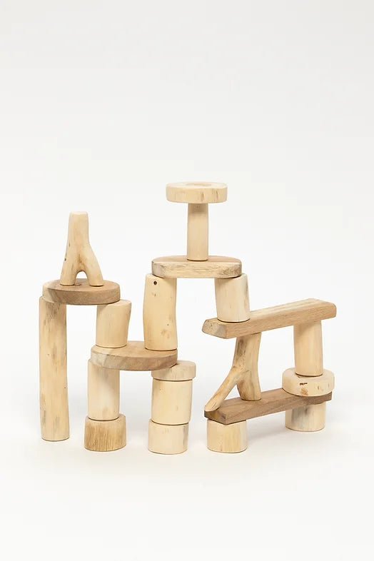 Natural wooden tree blocks building toys