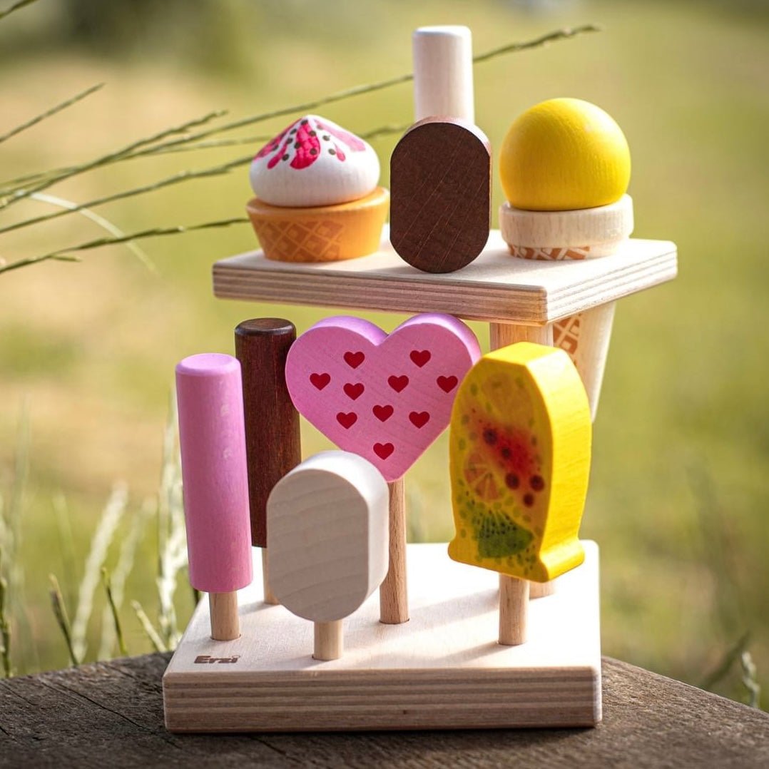 Erzi wooden play food ice cream and stand