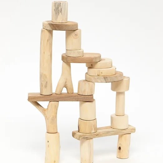 Natural barkless wooden tree blocks toys